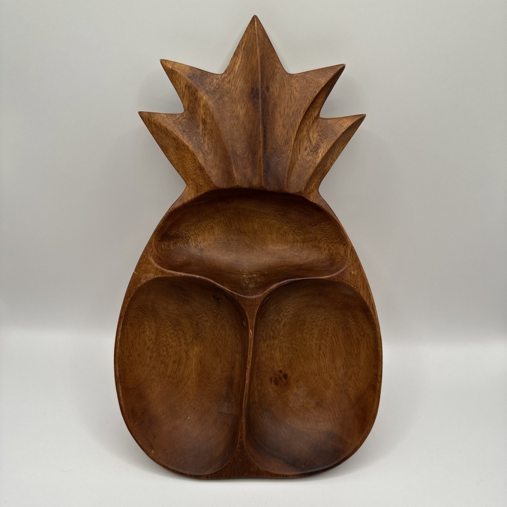 Kauai Wood Pineapple Wooden Bowl Hawaiian Tropical - Picture 5 of 5